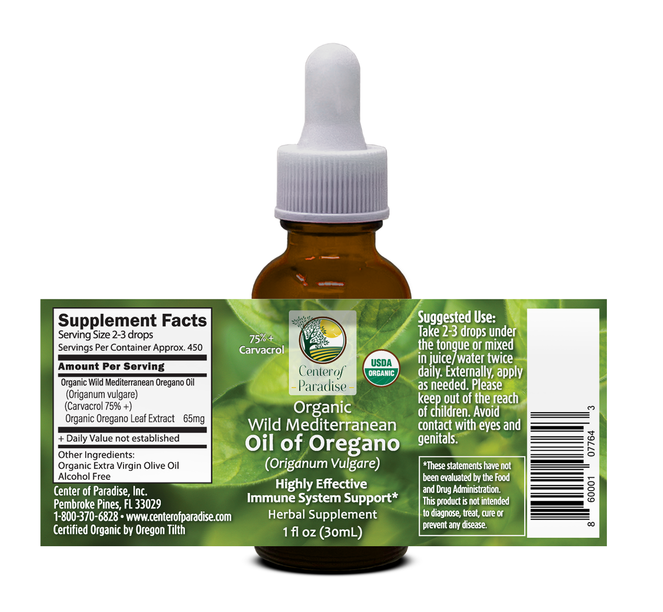 Wild Mediterranean Oil of Oregano - Organic